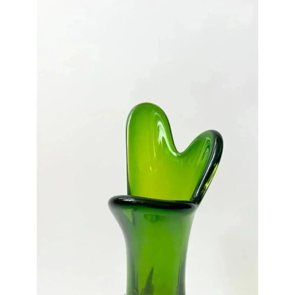 Midcentury Vintage Murano Italian Green & Orange Pulled Stretch Flavio Vase - Picture 4 of 4